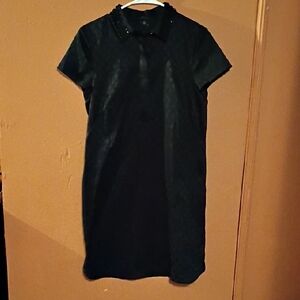 Ann Taylor Elegant Black Mini Dress Sequence Coller